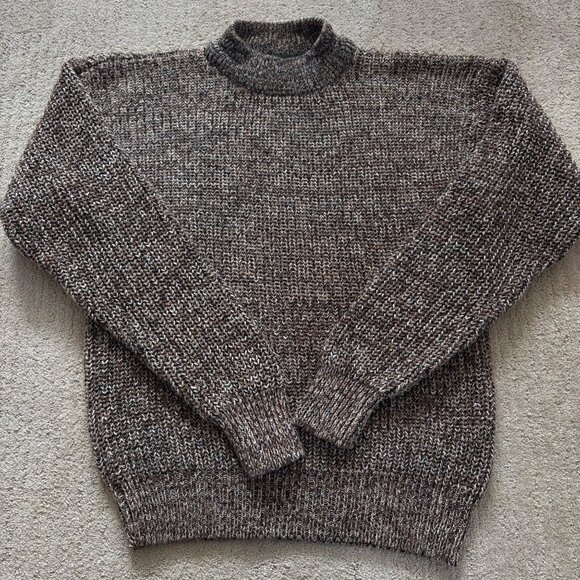 Vintage Saville Row Heathered Brown Knit Sweater Unisex Cozy 80s/90s Classic Vib - Picture 1 of 5